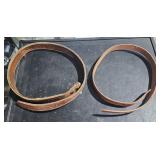 2 Leather Belts w/ Tooling -1 New No Holes Punched