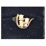 Gold G.E. Ring w/ 3 Pink & 1 Clear Stone sz 7 Clad