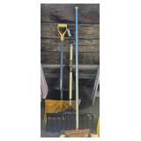 2 snow shovels and 1 scraper