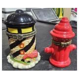 2 Trinket Boxes - Light House & Fire Hydrant w/