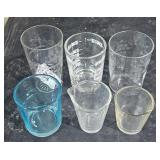 2 Etched Juice Glasses, 2 Measuring Small Cups,