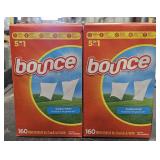 2 Boxes Bounce Fabric Softener Sheets 160 ea