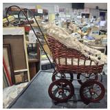 Vintage Small Doll Buggy w/ Lace Top of Buggy