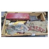 Wood Ammunition Box w/ Canvas Car Water Bag, Gun