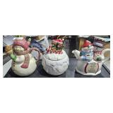 3 Lots 1ea - 2 Snowmen Pitchers and 1 Teddy Bears