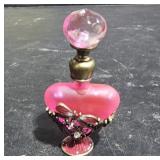 Pink Perfume Bottle w/ Butterfly Decorations