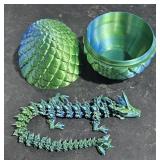 Green/ Blue Egg 5 1/4" T  w/ Chinese Dragon