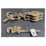 Antique Pipe Wrench #8 Stilleon & Antique Pulley