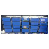 Blue and Gray Hardware storage bins Set of 4
