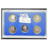 1999S US Mint 50 State Proof Set 5 Coins No Sleeve