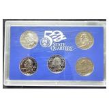 2002S US Mint 50 State Proof Set 5 Coins No Sleeve