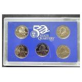 2001S US Mint 50 State Proof Set 5 Coins No Sleeve