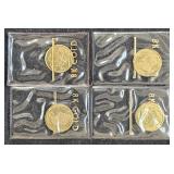 (4)  8KT GOLD MINI WORLD TOKEN 0.11 GRAMS EACH