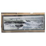 Large framed and matted lighthouse ocean picture