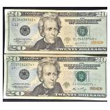 2Lots 1ea  Series 2004,2006  $20 Star Dollar Note