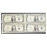 4Lots 1ea Series E,F,G 1935  Silver Certificate $1