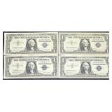 4Lots 1ea Series 1957 A&B,  Silver Certificate $1