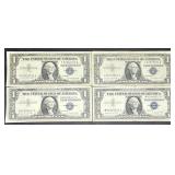 4Lots 1ea Series 1957 A  Silver Certificate $1