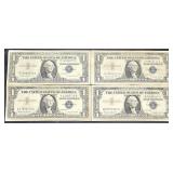 4Lots 1ea Series 1957 B  Silver Certificate $1
