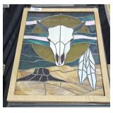 Framed Hanging Stain Glass One Pc Cracked
