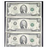 3Lots 1ea Series 2003A  Federal Reserve Crisp $2