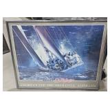 Stars and stripes wall hanging sailboat 31x25.5