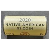 2020P US Mint Roll $1 Dollar Coins Native American
