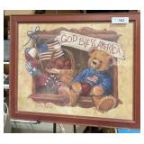 This is a glass frame. ï¿½God bless America Teddyï¿½