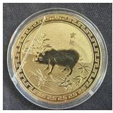 Metal Round Zodiac Trade Token Gold ElectroPate