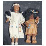 2 Vintage Small Indian Style Dolls