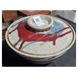 Hand Thrown Pottery Bowl and Lid  Signed