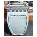 Blue Pottery Square Vase 8" Tall 4 1/2" Across