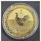Metal Round Zodiac Trade Token Gold ElectroPate