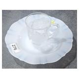 White Depression Glass Plate & Glass Poinsettia