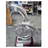 Silver Dolphin Sculpture   12" Tall