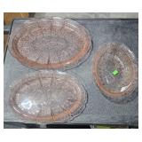 Pink Depression Cherry Blossom Bowl, 2 Platters