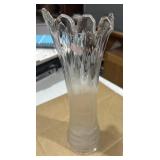 Antique US Glass Swan Vase 14" Scalloped