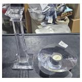 Mikasa Glass Candle Holder  2 3/4" Across Lead