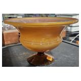 Amber Glass Large Vase 6" Tall x 9" Across Flea