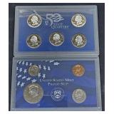 1999 US Mint Proof Set  4 Coins & 5 State Quarters