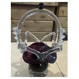 VTG Romanian Hand Blown Ruby Red Basket