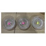 3 Vtg Diamond Buble Glass Bowls