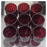 9 Red Stemmed Glasses 7" Tall