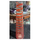 Tall Clear Glass Vase w/ Red Streamer Swirled