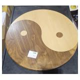 Large Wood Lazy Susan w/ Yin and Yang Symbols