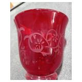 Red Glass w/ floral design