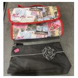2 Lancome Paris Hanging Makeup Bag & Zipper Rose B