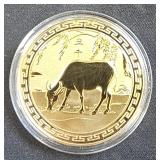 Metal Round Zodiac Trade Token Gold ElectroPate