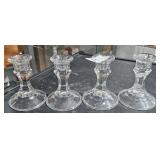 4 Glass Candle Sticks 4 1/4" Tall
