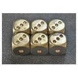 6 Small Brass Dice